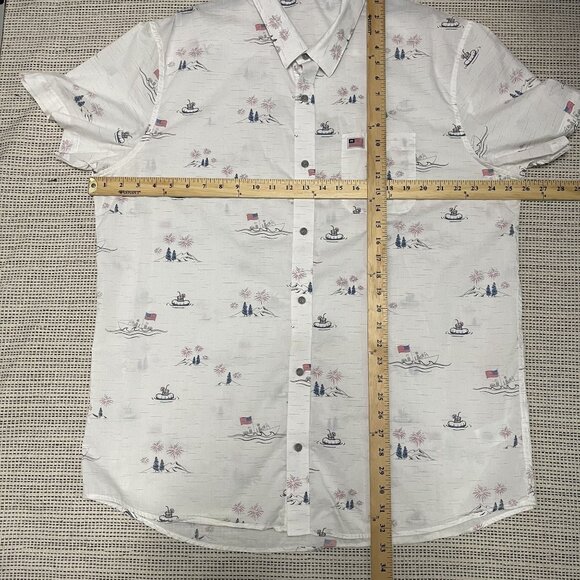 TravisMathew Mens XXL Short Sleeve Button-Up Shirt Patriotic July 4th - Picture 8 of 8